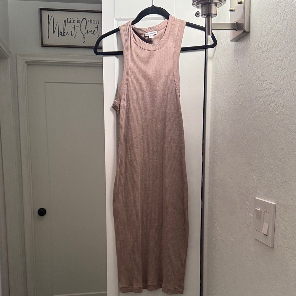 James Perse Sleeveless Beige Midi Dress